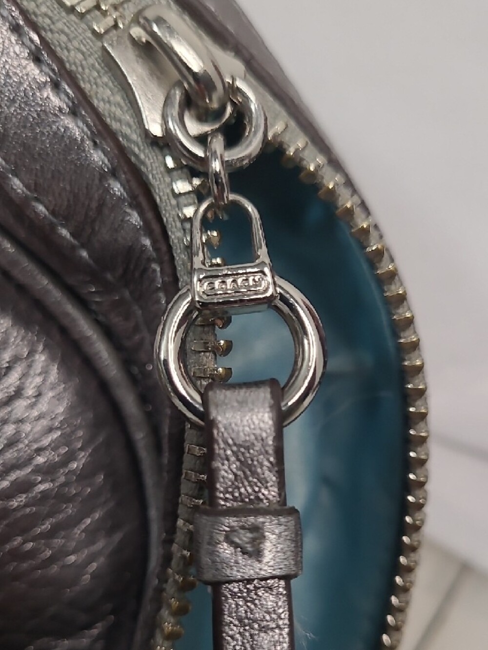 Coach Poppy Pushlock Metallic Silver Leather Satchel Handbag with Ribbon Charm - Picture 16 of 16